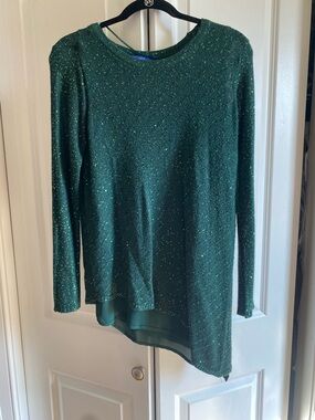 Apt. 9 Emerald Green Sparkle Knit Long-Sleeve Top